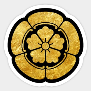 Oda Mon Japanese samurai clan faux gold on black Sticker